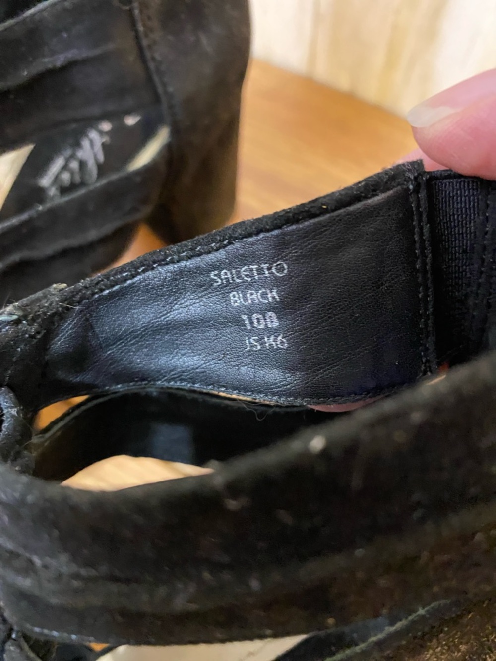 Earthies Black Suede Lace-Up Strappy Block Heel Sandals - Picture 4 of 5